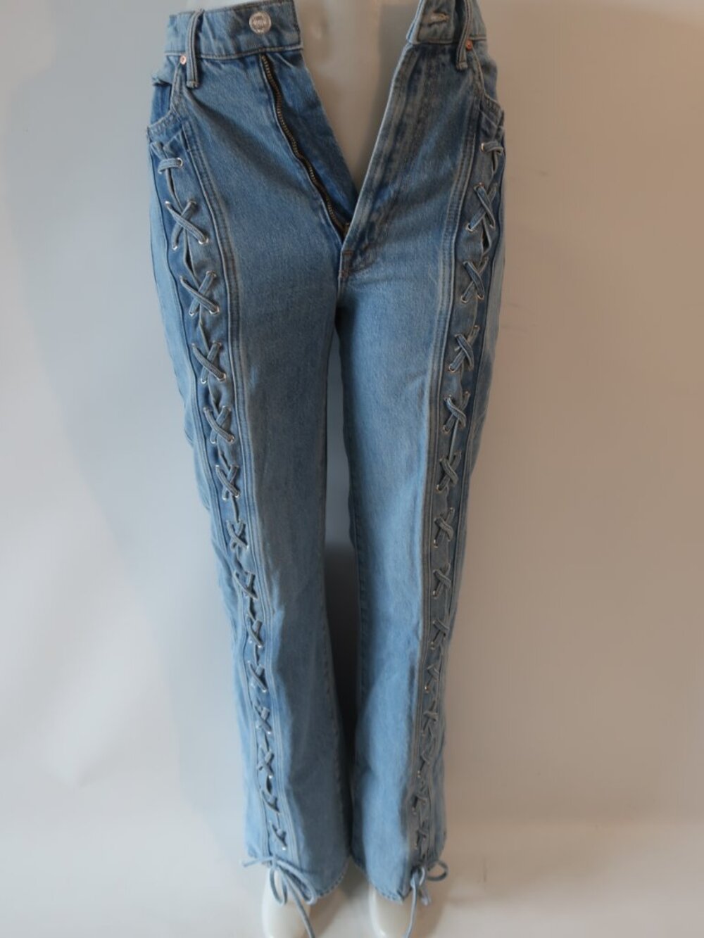 Womens MOTHER Superior Tied Up Maven Blue Jeans 26 - Picture 4 of 11
